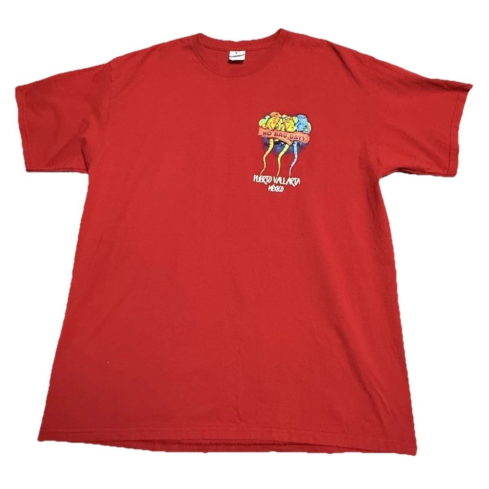 Puerto‎ Vallarta Mexico   Men's  T-shirt XL  Red Double Sided  "No Bad Days"